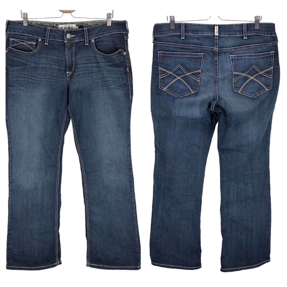 Ariat Jeans Womens 33 *Actual 37 x 32 Mid Rise Bootcut Cowboy Work Farm Western